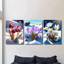 3pcs Tulip & Crocus Spring & Summer Metal Print  Ready to Hang Art