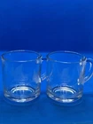 Set Of 2 Vintage Anchor Hocking Clear Glass Mugs Etched Geese In Flight Pretty!