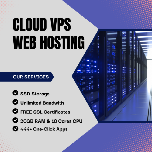 Cloud VPS Web Hosting with 20GB RAM, 10 Cores, SSD Disk and Unlimited Bandwidth - Picture 1 of 5