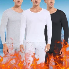 Men Thermal Underwear Set Long Johns Fleece Lined Base Layer Top Bottom Set