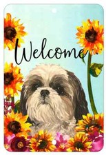 Shih Tzu Aluminum Indoor/Outdoor Sunflowers Welcome Sign