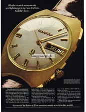 1969 Bulova Accutron "M" Day and Date Wrist Watch Vintage Print Ad
