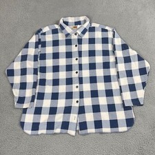 Route 66 Flannel Long Sleeve Blue Plaid Shirt Snap Button 100 Cotton Mens XL