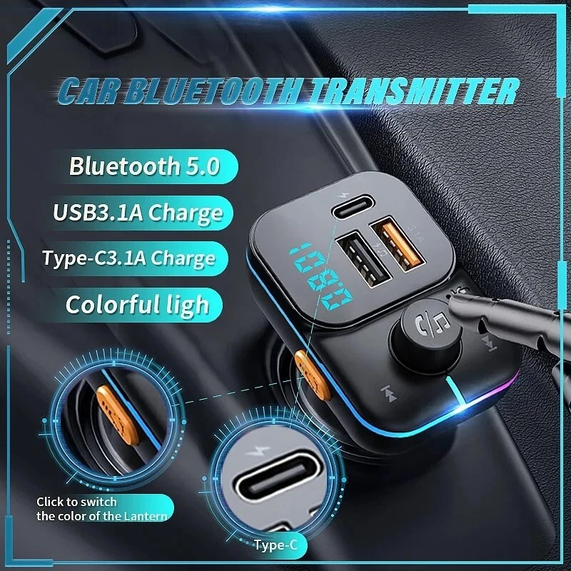 Kfz-FM-Sender, Bluetooth 5,0-Headset, Radio FM-Modulator,Auto Transmitter,USB,C - Bild 3 von 4