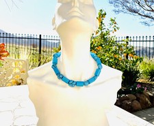 Faux Turquoise Bead Chunky Beaded Fashion Choker Necklace
