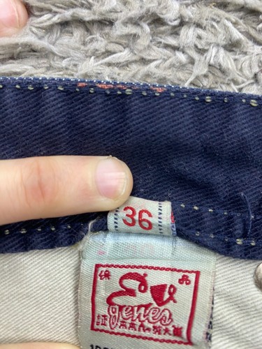 EVISU Genes Jeans Men 36x33 Baggy Button Fly Grudge Skater Hip Hop Japan Indigo - Picture 4 of 12