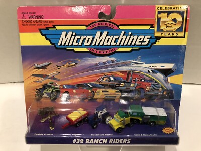 VINTAGE MICRO MACHINES MINT ON GOOD CARD # 32 RANCH RIDERS