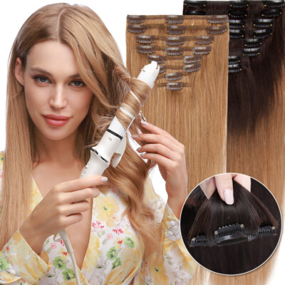 100% Clip In Remy Human Hair Extensions 8pcs Full Head Ombre/Highlight Balayage
