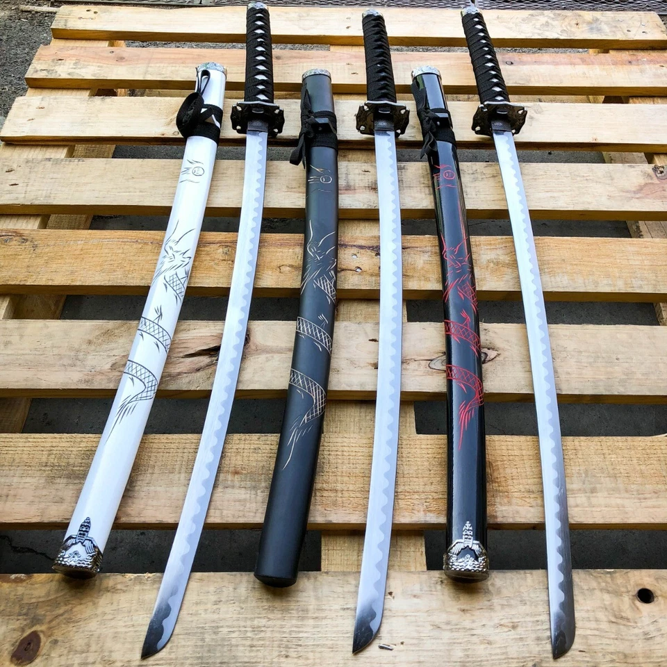Espada Samurai Japonesa KATANA Acero Alto Carbono Hoja Ninja Dragón Tang Machete Foto 2 de 4