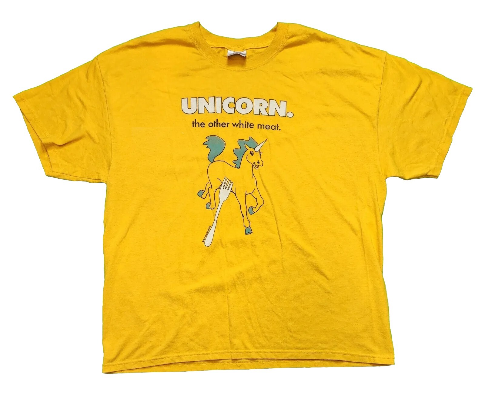ALTRA Camicia gialla vintage Y2K Unicorn The Other bianca carne divertente taglia XL