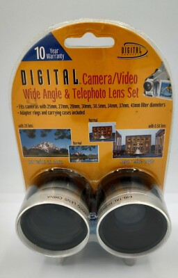 Digital Concepts Camera Video .5 Wide Angle & 2X Telephoto Lens Set - NEW SEALED