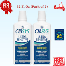 2 PACK OF CloSYS Ultra Sensitive Mouthwash, 32 Ounce, Unflavored Alcohol Free