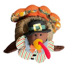 Thanksgiving Turkey Fabric Decoration Country Farmhouse 11  L x 9  T x 9-1/2  W
