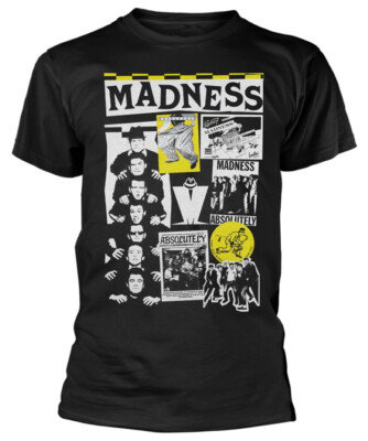 Madness spaper Cuttings Black T-Shirt OFFICIAL