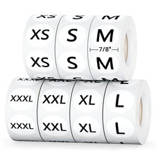 3500 PCS Clothing Size Stickers Label Self Adhesive XS, S, M, L, XL, XXL, XXXL 
