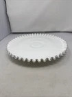 Vintage Fenton 12” milk glass  ruffled edge 1.75” pedestal raised cake stand