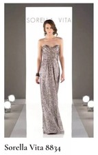NWT Sorella Vita Platinum Sequin Bridesmaid Dress Formal Gown Size 16 Style 8834