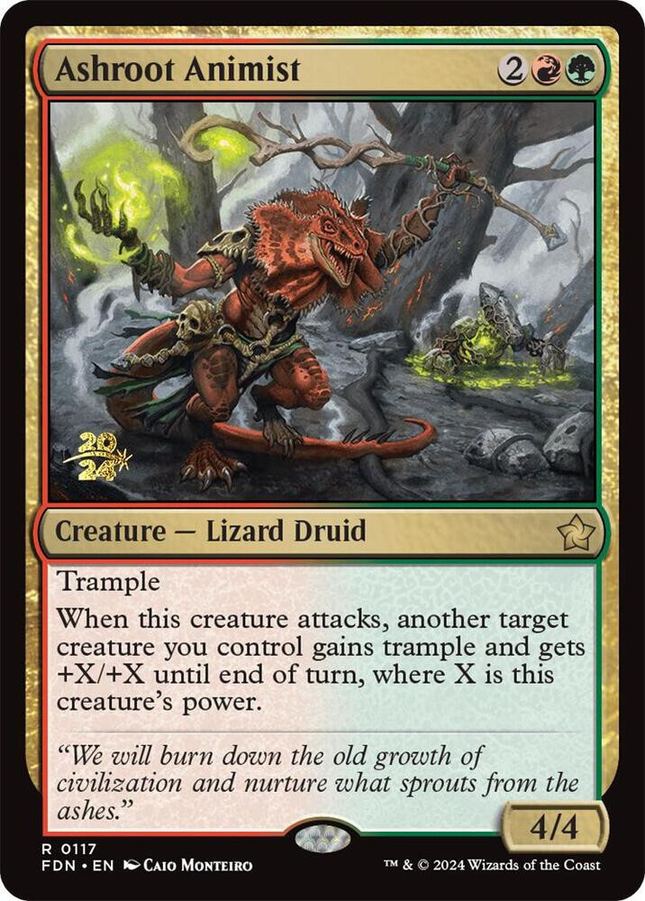 NM Prerelease Foil Ashroot Animist, MTG, Foundations, Magic, 117