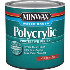 Minwax Polycrylic Protective Finish, Gloss, Clear, Woodwork  Furniture 1/2 Pint