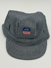 Vintage Union Pacific Striped Conductor Snapback Hat Logo Railway Made in USA