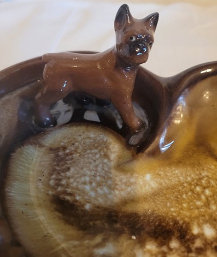 Vintage Mid Century Ashtray Boxer Dog 5 Puppies - Picture 2 of 11
