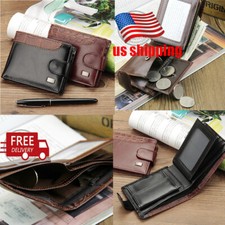 Men's Leather Bifold Card Holder Coin Purse Wallet Billfold Handbag Slim Clutch