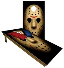 Jason Hockey Mask Cornhole Boards BEANBAG TOSS GAME w Bags Set 