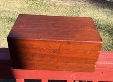 ANTIQUE DOCUMENT, JEWELRY, KEEPSAKE WOODEN BOX PRE 1920 SQUARE NAILS BOTTOM LOCK