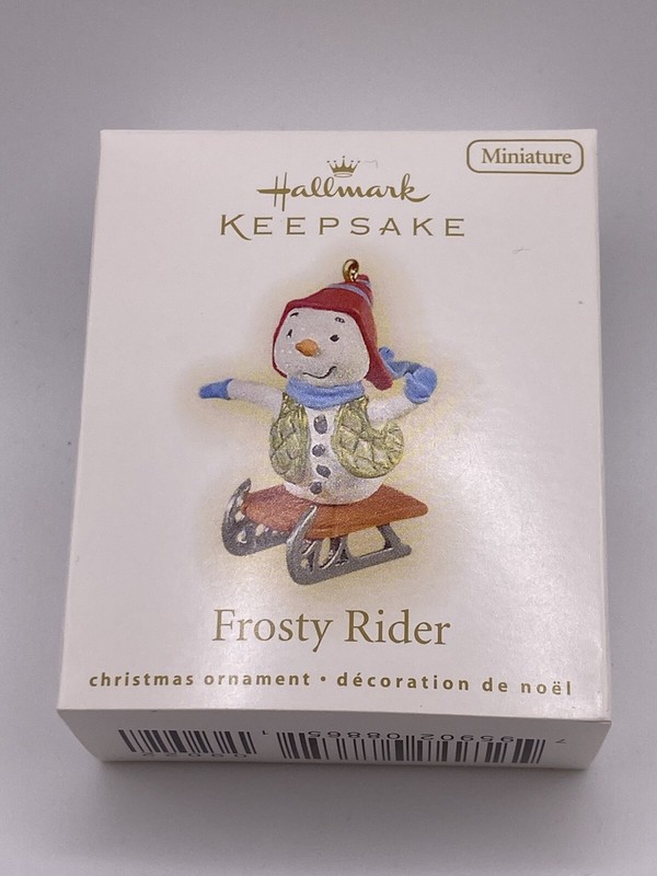 Hallmark Miniature Keepsake Ornament Frosty Rider Snowman on Sled 2009-NEW-READ