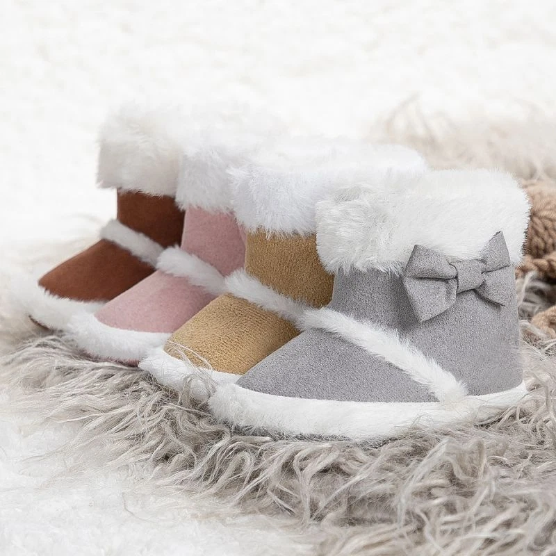 Baby Girls Boys Newborn Toddler Soft Shoes Warm Ankle Boots Fur Lined Winter US - Image 2 of 4