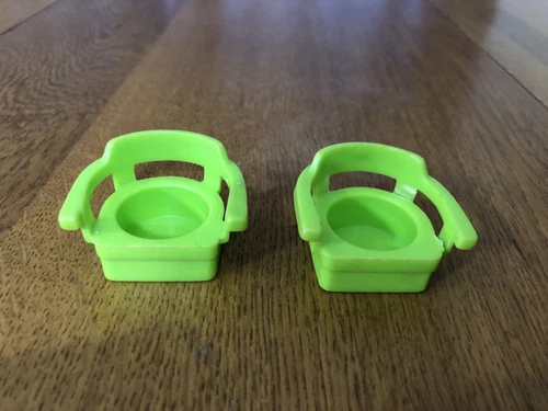 VINTAGE LOT OF 2 1970s FISHER PRICE LITTLE PEOPLE LIME GREEN CHAIRS USA TOY