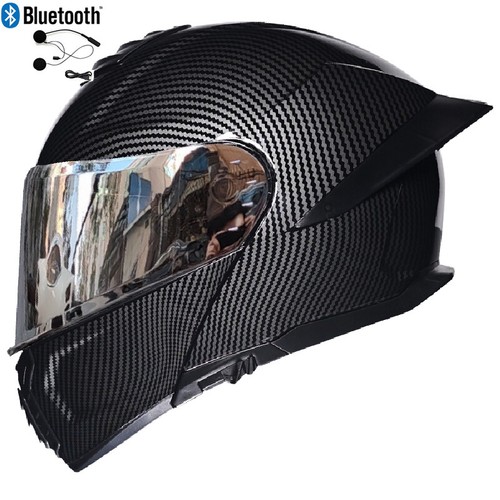 DOT Bluetooth Flip Up Motorcycle helmet Dual Lens Motorbike Modular Helmet - Picture 19 of 60