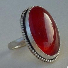 Natural Carnelian Gemstone 925 Sterling Silver Handmade Ring Gift For Her B-60