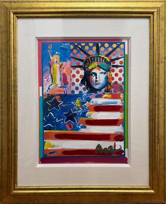 Peter Max, Gott Segne Amerika, Mischtechnik, Signiert