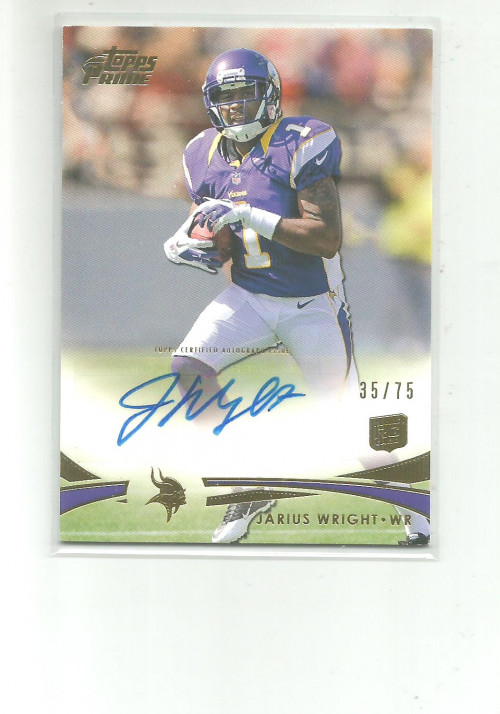 2012 TOPPS PRIME ROOKIE AUTOGRAPHS GOLD #12 JARIUS WRIGHT 35/75