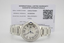 CARTIER BALLON BLEU 33MM STAINLESS AUTOMATIC DIAMOND ENCRUSTED WATCH WSBB0044 11
