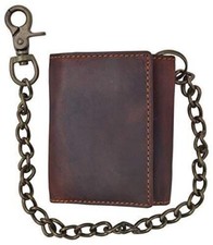 RFID Blocking Vintage Cowhide Leather Men's Biker's Chain Wallet Trucker Motorcy
