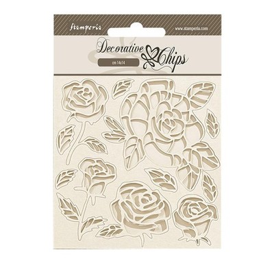 Stamperia Decorative Chips Roses Laser Cut Cardboard for Scrapbooking Crafts
