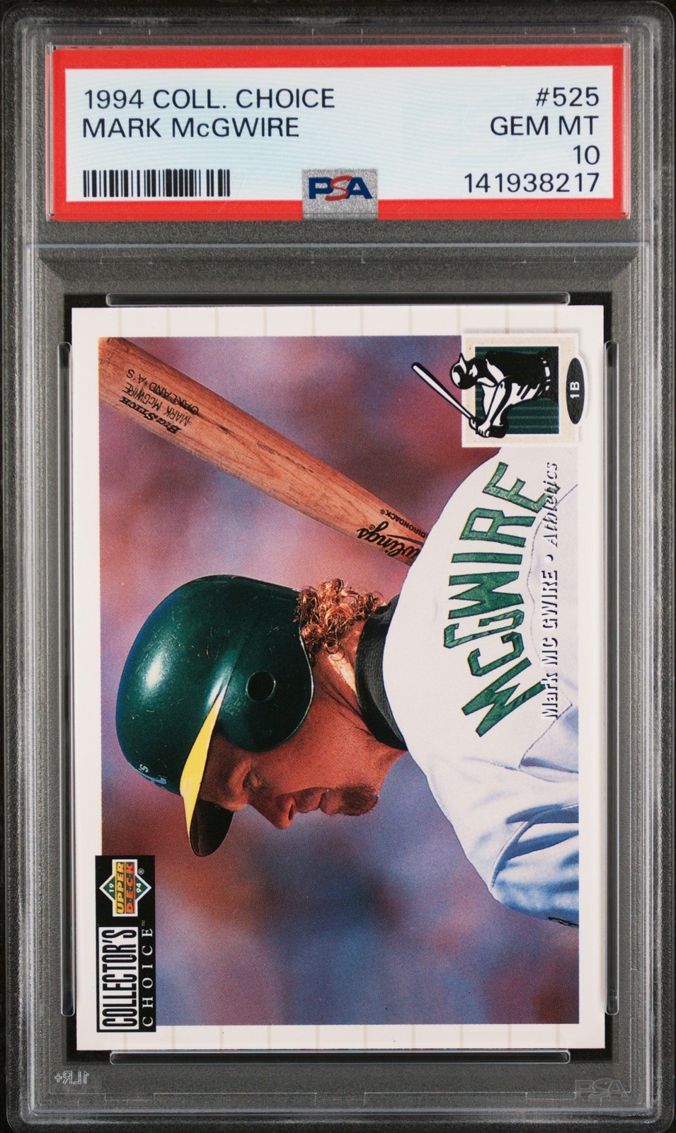 1994 COLLECTOR'S CHOICE #525 MARK MCGWIRE PSA 10