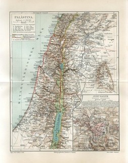 1895 PALESTINE ISRAEL JERUSALEM CITY PLAN GAZA BEIRUT DAMASCUS SYRIA Antique Map