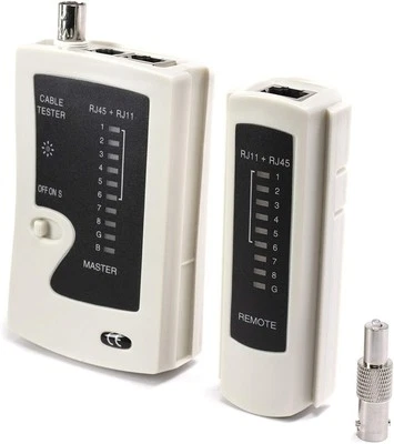 THE CIMPLE CO Universal Network Cable Tester Tool, BNC, RJ45, RJ11 (3-in-1) Multi-Tester White