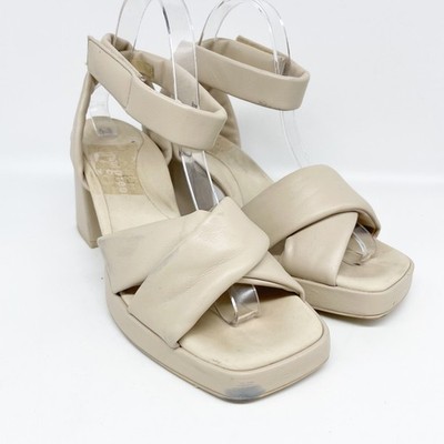 Paul Green Women's Smooth Leather Ankle Strap Platform Sandals Beige UK 6.5 US 9