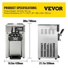 Soft Ice Cream Machines 18 28L H Sorbet Coolers Tricolor Desktop Vending Machine