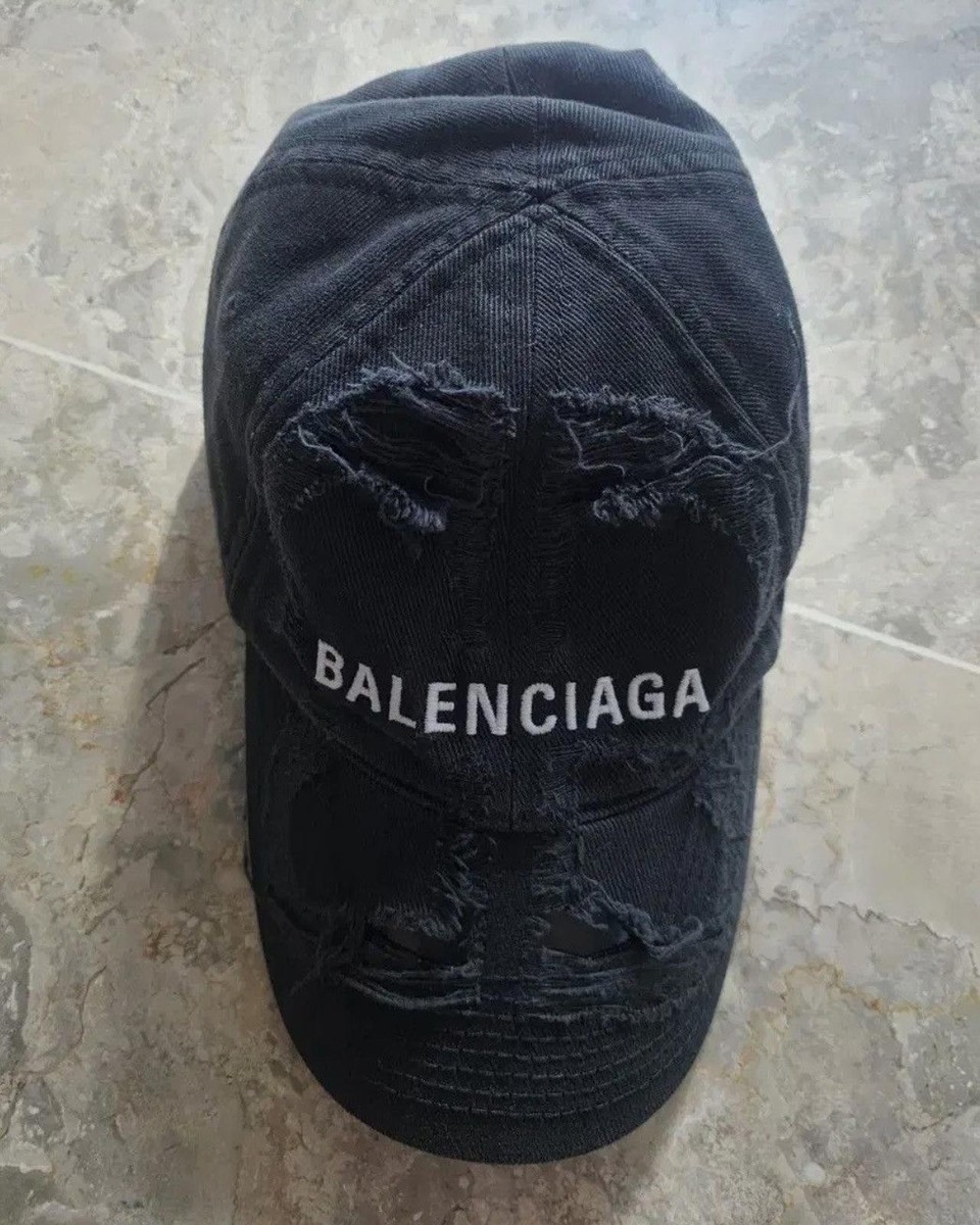 Balenciaga Distressed Logo Cap Black | eBay