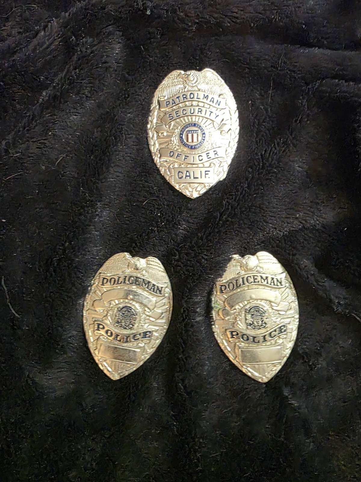 Vintage (3) Security Officer & State Of CA Patrolman Security Officer Badges