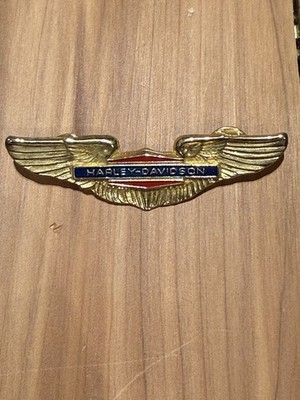 Vintage Harley-Davidson 3'' Gold Wing Bar & Shield Motorcycle Vest Jacket Pin