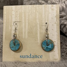 NEW SUNDANCE CATALOG JEWELRY Good Karma Dangle Gold Silver Turquoise Earrings