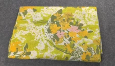 Vtg Lady Pepperell Flat Sheet Madrugada Green Floral Percale Retro 1969 Heavy