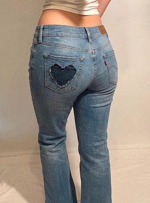 Levi's Demi Curve Jeans | Y2K Vintage Hellblau | Herz Patch | Bootcut | Gr. 28