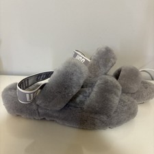 UGG FLUFF SLIDE SOFT SLIP ON SANDAL US 9 Grey pre loved